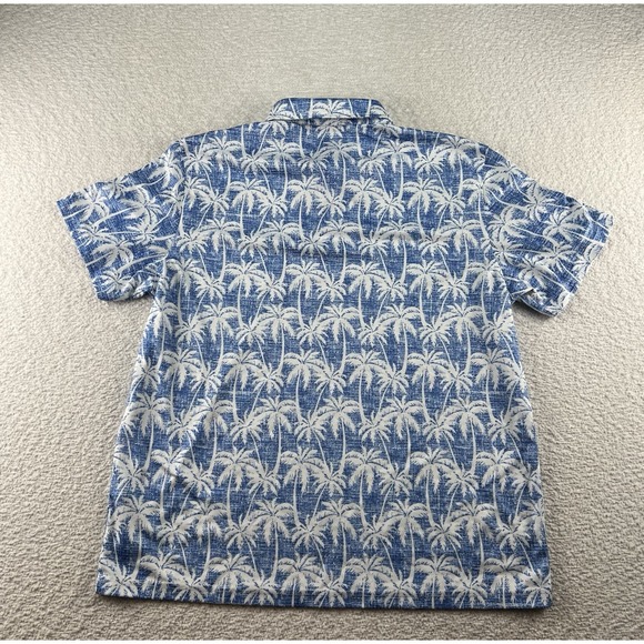 IZOD Saltwater Blue Hawaiian Button Up Shirt Mens XL Short Sleeve Palm Tree - Picture 6 of 8